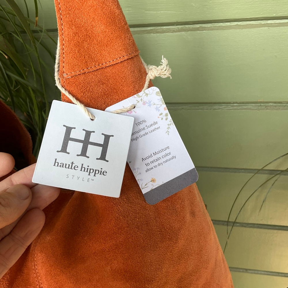 Haute Hippie Orange Suede Hobo Bag with Scarf NWT - Picture 3 of 12